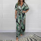 💕Last Day Sale 49%🌹Women's Fashion Leaf Print Plus Size Bodysuit with Elastic Waist