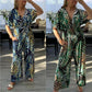 💕Last Day Sale 49%🌹Women's Fashion Leaf Print Plus Size Bodysuit with Elastic Waist