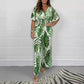 💕Last Day Sale 49%🌹Women's Fashion Leaf Print Plus Size Bodysuit with Elastic Waist