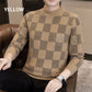 🔥Hot sale 55% OFF🔥Men‘s Checkered Printed Mock Neck Thickened Pullover Sweater